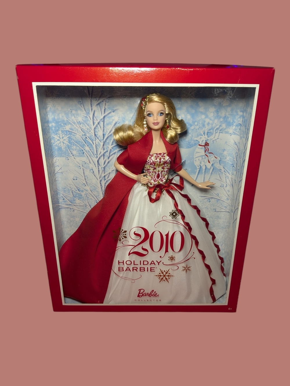 Vintage 2010 Holiday Barbie Doll Red White Gown R4545 NRFB New In Box